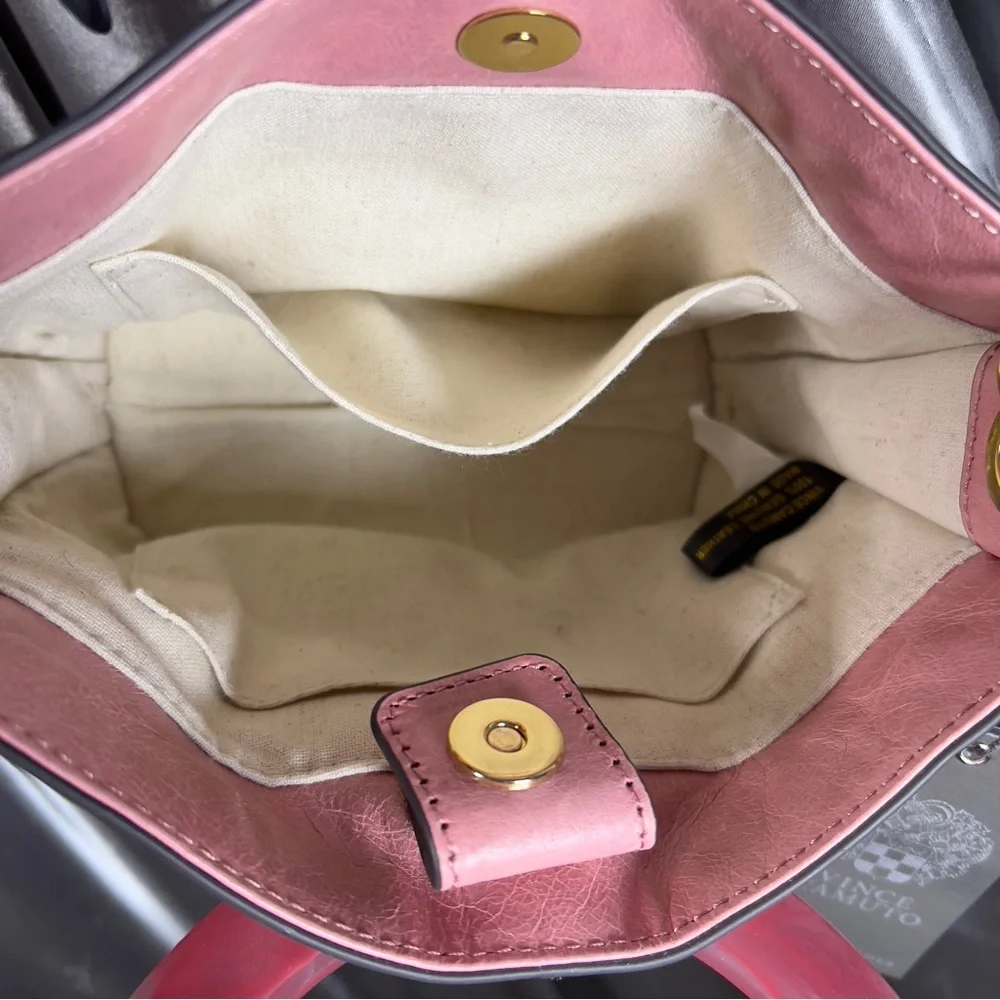 Vince Camuto Pink Cherry Blossom  Iggy Crossbody Leather Purse Bag NWT MSRP $178 - Picture 15 of 17